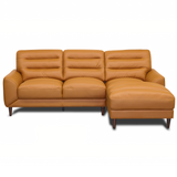 Clarion Genuine Tan Leather Sectional Sofa with Right Chaise Lounge