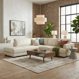Glander Real Beige Leather Left-Facing Sectional