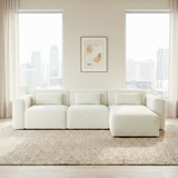 Haledon 3-Piece Sand Boucle Right Sectional Sofa