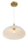 Astral Single Light White Pendant Lamp with Golder Brass Finish for Entrance Kitchen Island 14"D × 8"H