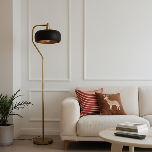 Astris Floor Lamp Black Sprayed and Gold