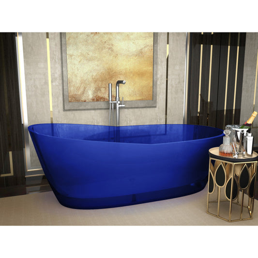 Ember 5.4 ft. Solid Surface Center Drain Freestanding Bathtub in Regal Blue
