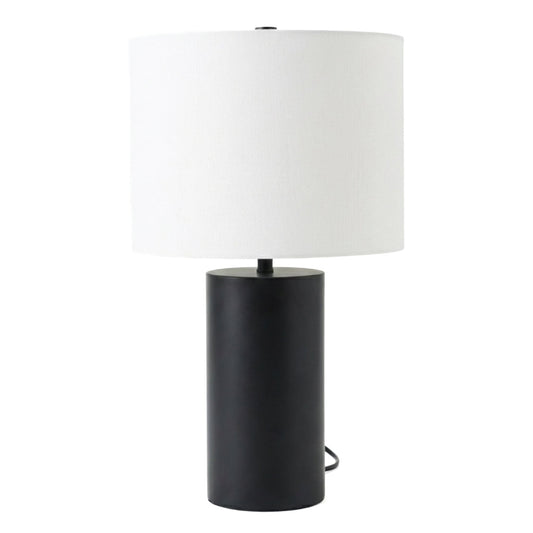 Aura Black Table Lamp with On/Off Switch Black Block Base