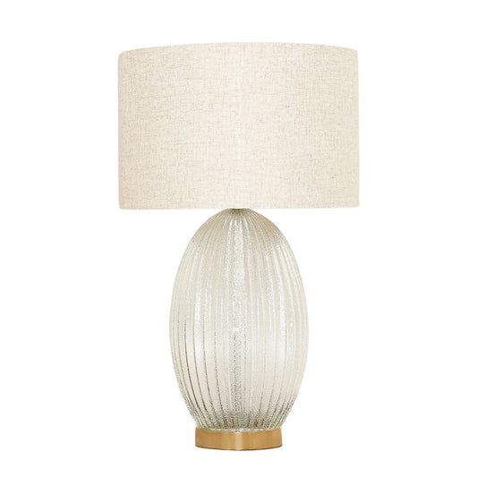 Aurora Ribbed Glass Lamp Base Clear Table Lamp Large Linen Shade
