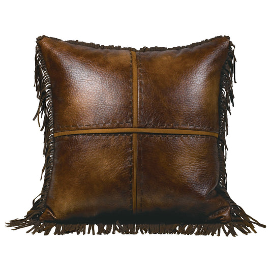Austin Cross Stitched Faux Leather Throw Pillow