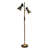Axis Brassed Gold Floor Lamp with 4-Way Switch Double Spots with Metal Base