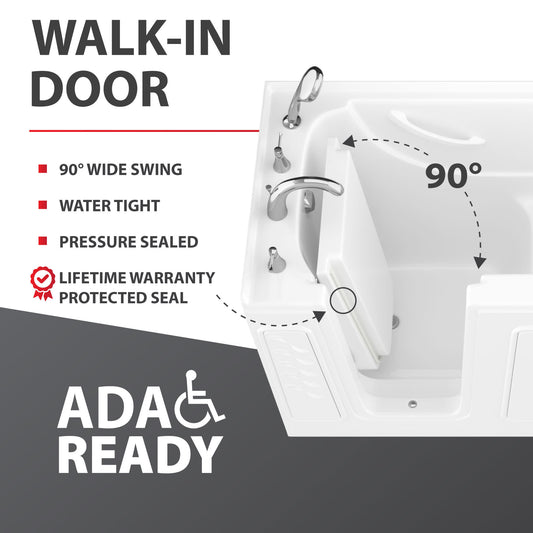 ANZZI Coupe Series 30 in. x 60 in. Quick Fill Walk-In Air Tub in Biscuit