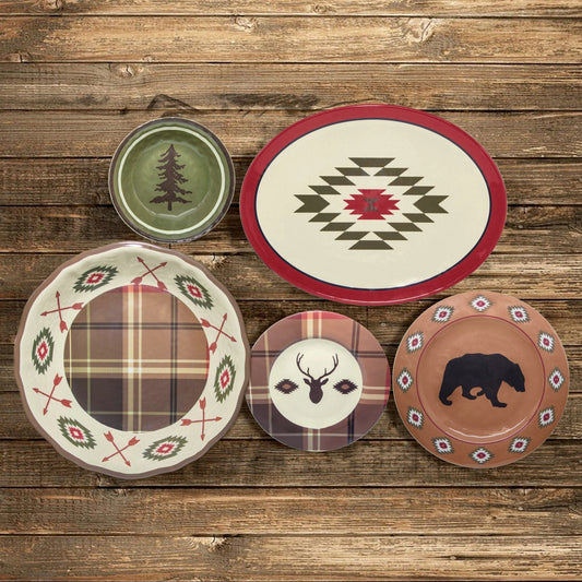 Aztec Bear Melamine Serving Bowls, Set of 12