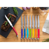 French Home Set of 8 Laguiole Steak Knives, Rainbow Colors