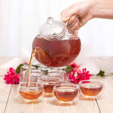 27oz Glass Teapot Infuser & 4 Tea Cups Gift Set