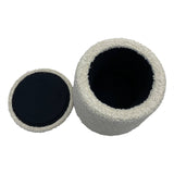 Boucle Round Storage Ottoman, Beige