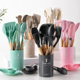 12pcs Silicone Kitchen Utensils Set With Holder