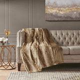 Oversized 60x70" Faux Fur Throw Blanket, Light Brown