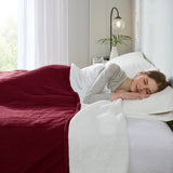 Heated Fleece & Sherpa Electric Bedding Blanket, Burgundy