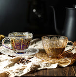Vintage Style Glass Cappuccino Cup & Saucer Set