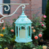 Led Blue Hexagon Distressed Lantern (Set of 2)