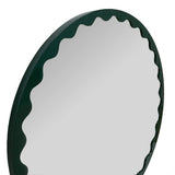 Santosh Round Glossy Hunter Green Scalloped Mirror