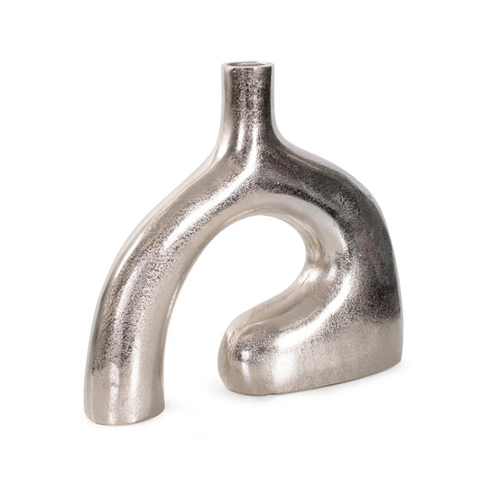 Shirin- Polished Silver Reverse Vase in Cast Aluminum- Tall
