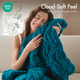 Soft Warm Ruched 50x60" Throw Blanket, Teal