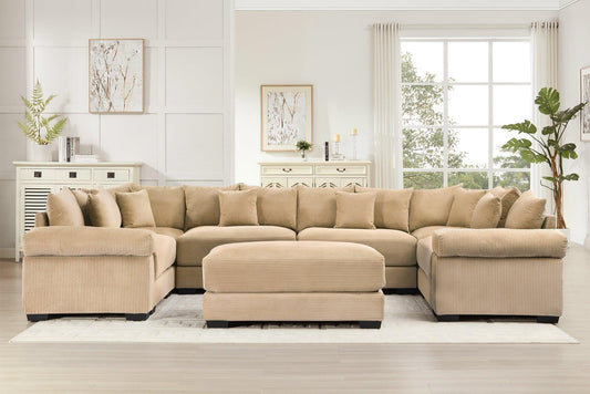 DESEO 138" Sectional Sofa with Ottoman