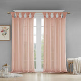 Wholesale Floral Twist Tab Semi-Sheer Window Panel, Pink
