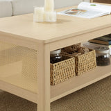 Wholesale 2-Tier Rattan Sides Open Shelf Storage Coffee Table