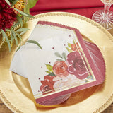 Burgundy Blush Floral 2 Ply Paper Napkins (Set of 30)