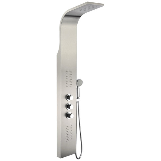 Arc Series 64 in. 2-Jetted Full Body Shower Panel with Heavy Rain Shower and Spray Wand in Brushed Stainless Steel