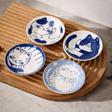 Japanese Cat Pattern Ceramic Dish Plate for Dining