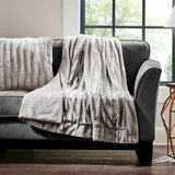 Wholesale Ultra-Soft Plush Long Fur Throw Pillow and Blanket, Grey
