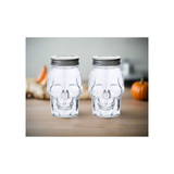 Skull Mason Jar with Lid, 4-Piece Set (2 skull Mason Jars & 2 Lids) 16oz, Clear