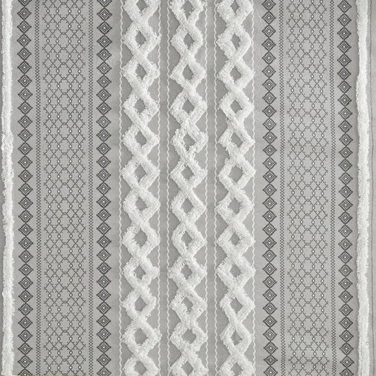 Wholesale Aztec Chenille Tufted Shower Curtain, Grey