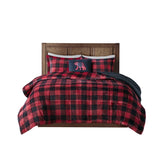 Plush To Sherpa Winter Comforter Set, Red Buffalo Check