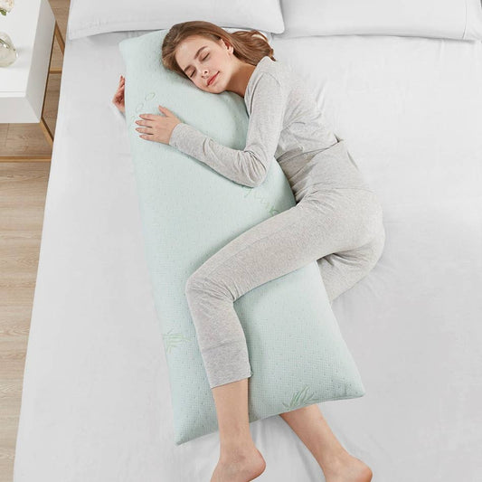 Memory Foam Long Body Pillow with Bamboo Cover