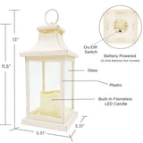LED Vintage Ivory Lantern with Flameless Candle