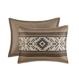 Wholesale 5 Piece Geometric Stripe Herringbone Comforter Set, Brown