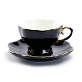 Black Gold Scallop Porcelain Tea Cup & Saucer