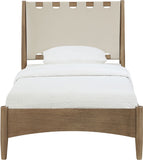 Santos - Vegan Leather Headboard And Wood Bed - Waxed Brown Frame