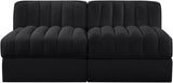 Rummi - Velvet Performance Fabric Upholstered 2 Piece Modular Armless Loveseat