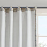 Plaid Fleece Lining Window Curtain Panel, Linen Blue