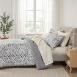Modern Stripe Microfiber Comforter Set with Sheets, Grey