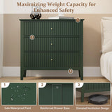 Large Fluted 3 Drawer Dresser, Modern Nightstand Cabinet