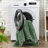 300GSM Fluffy Ribbed Plush Comforter Set,Green
