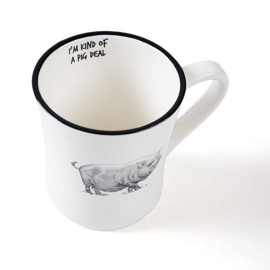 Black & White Emily Pig Ceramic Coffee Mug