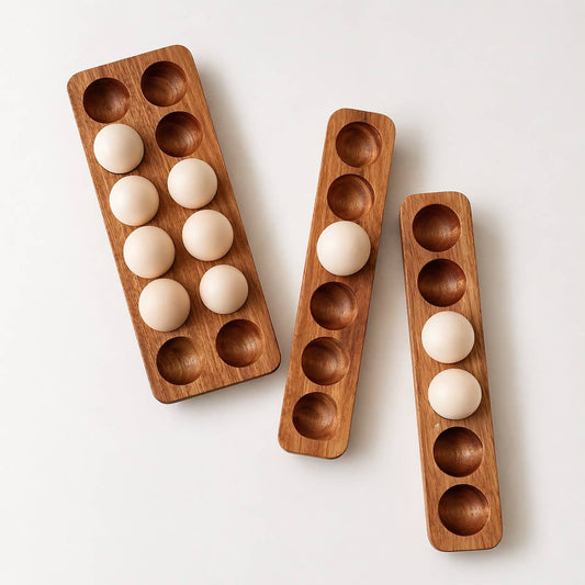 Wooden Egg Storage Tray Natural Acacia Holder