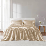 Wrinkle-Free Solid Satin Luxury Sheet Set, Champagne