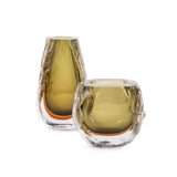 Dusty Olive Crystalized Glass Vase- Short
