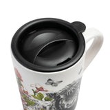 Blue Stallion Bowie Cow Floral Travel Mug With Lid