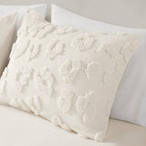 Clipped Chenille Textured Animal Duvet Cover Set, Off-White