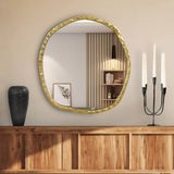 Martine Abstract Cast Iron Mirror in Gold